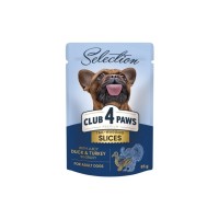 Вологий корм для собак Club 4 Paws Selection Плюс Шматочки з качкою та індичкою в соусі 85 г (4820215368049)