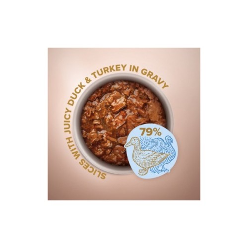 Вологий корм для собак Club 4 Paws Selection Плюс Шматочки з качкою та індичкою в соусі 85 г (4820215368049)
