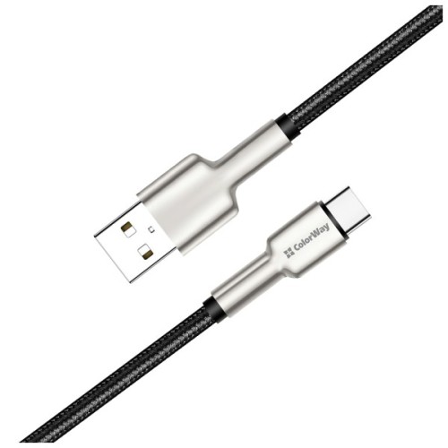 Дата кабель USB 2.0 AM to USB-C 1.0m head metal black ColorWay (CW-CBUC046-BK)