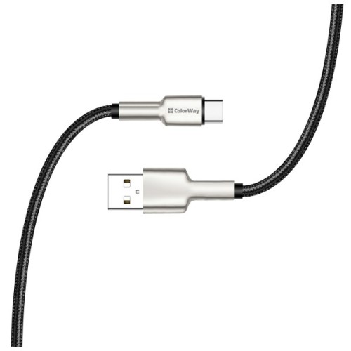 Дата кабель USB 2.0 AM to USB-C 1.0m head metal black ColorWay (CW-CBUC046-BK)