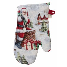 Кухонна прихватка Прованс Рукавиця гобеленова з велюром Снігова зима 32х16 см (037841)