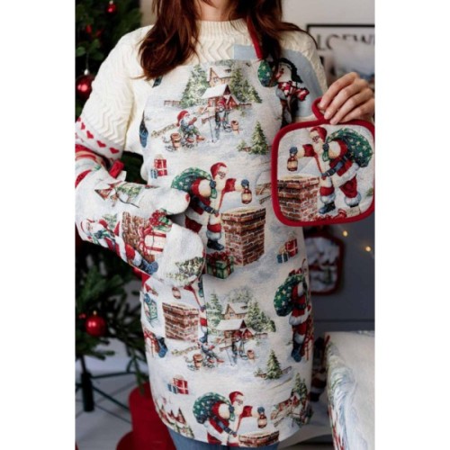 Кухонна прихватка Прованс Рукавиця гобеленова з велюром Снігова зима 32х16 см (037841)