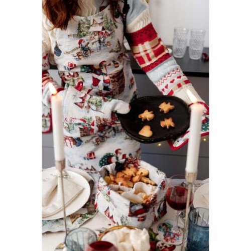 Кухонна прихватка Прованс Рукавиця гобеленова з велюром Снігова зима 32х16 см (037841)