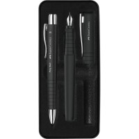 Ручка кулькова Faber-Castell набір ручок POLY Ball Set в металевому пеналі (перо + кульк. ручка), колір корпусу чорний (32957)