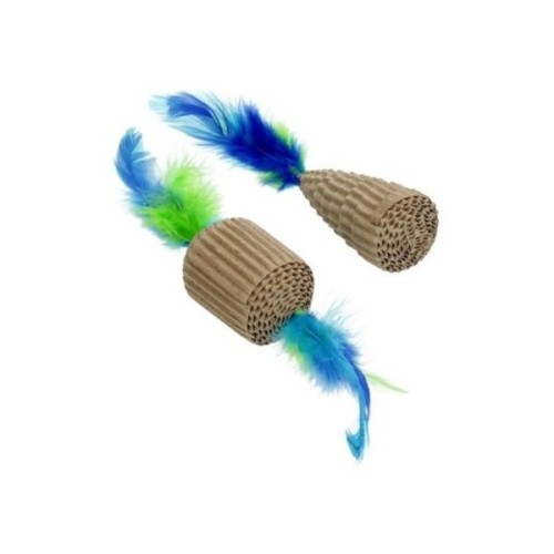Іграшка для котів Hippie Pet Картонні з пір’ям сині 6-10 см, 2 шт (HIPCT2304099)