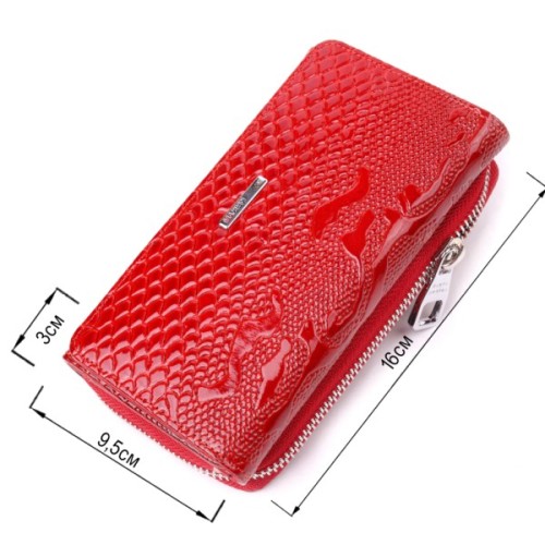 Портмоне Karya З лакованої фактурної шкіри Червоне (21428)