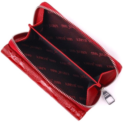 Портмоне Karya З лакованої фактурної шкіри Червоне (21428)