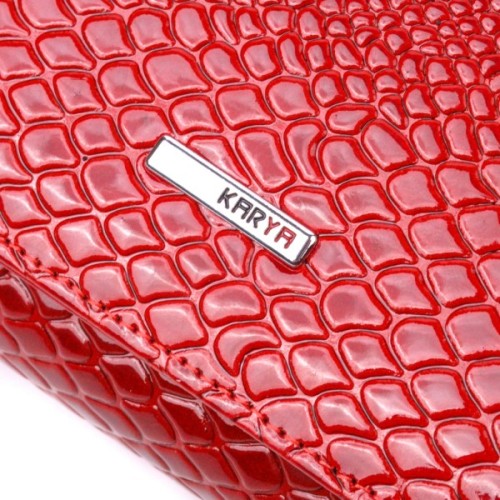 Портмоне Karya З лакованої фактурної шкіри Червоне (21428)