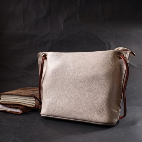 Сумка Vintage Жіноча трапецієподібна з натуральної шкіри Біла (22396)