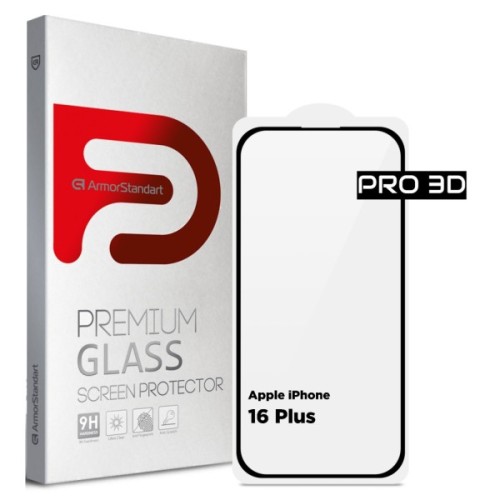 Скло захисне Armorstandart Pro 3D Apple iPhone 16 Plus Black (ARM78033)
