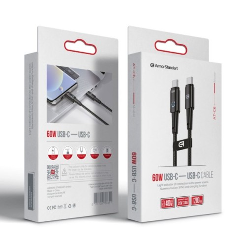 Дата кабель USB-C to USB-C 1.2m 60W black Armorstandart (ARM75869)