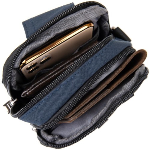 Сумка Vintage На пояс нейлон Синя (20649)