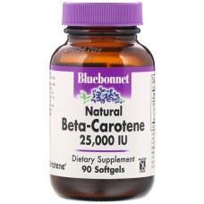 Вітамін Bluebonnet Nutrition Натуральний бета-каротин, Beta Carotene 25,000МЕ, 90 гелевих (BLB-00316)
