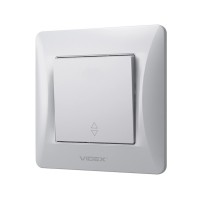 Перемикач Videx BINERA 1кл прохідний срібний шовк (VF-BNSW1P-SS)