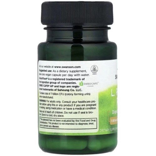 Вітамінно-мінеральний комплекс Swanson Пробіотик, 7 млрд КУО, Probiotic L. Reuteri Plus, 30 веганських капсу (SWV19025)