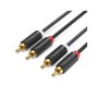 Кабель мультимедійний 2xRCA M to 2xRCA M 1.5m black Vention (BCMBG)