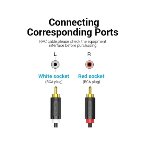 Кабель мультимедійний 2xRCA M to 2xRCA M 1.5m black Vention (BCMBG)