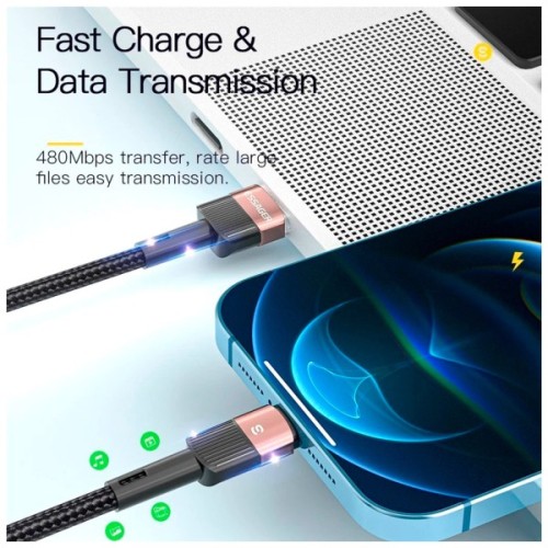 Дата кабель USB 2.0 AM to Lightning 2.0m 2.4A black Essager (EXCL-XCA01)