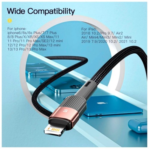 Дата кабель USB 2.0 AM to Lightning 2.0m 2.4A black Essager (EXCL-XCA01)