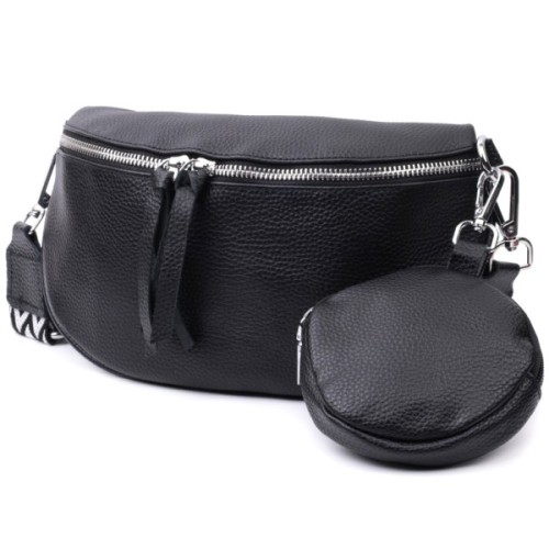 Сумка Vintage Шкіряна жіноча через плече з міні гаманцем Чорна (22666)