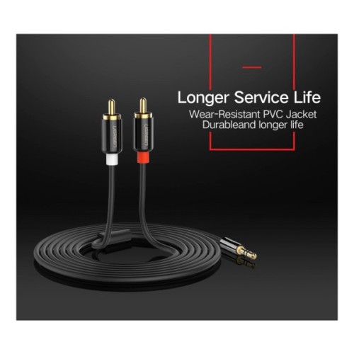 Кабель мультимедійний 3.5mm M to 2xRCA M 3.0m AV116 black Ugreen (10590)