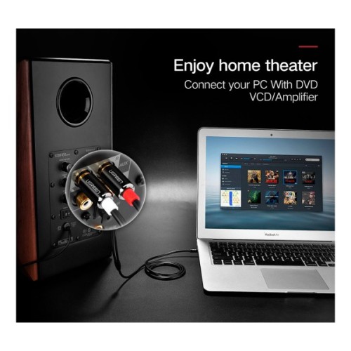 Кабель мультимедійний 3.5mm M to 2xRCA M 3.0m AV116 black Ugreen (10590)