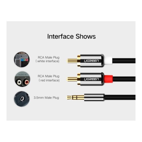 Кабель мультимедійний 3.5mm M to 2xRCA M 3.0m AV116 black Ugreen (10590)