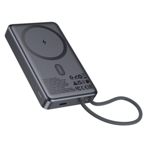 Батарея універсальна HOCO 10000 mAh Origen Dual PD/20W Magnetic with cable Type-C Metal Gray (Q44 / 714983)