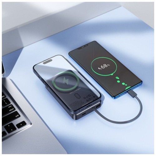 Батарея універсальна HOCO 10000 mAh Origen Dual PD/20W Magnetic with cable Type-C Metal Gray (Q44 / 714983)