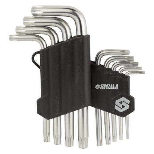 Ключ Sigma набір TORX 9шт T10-T50 CrV, короткі з отвором (4022211)