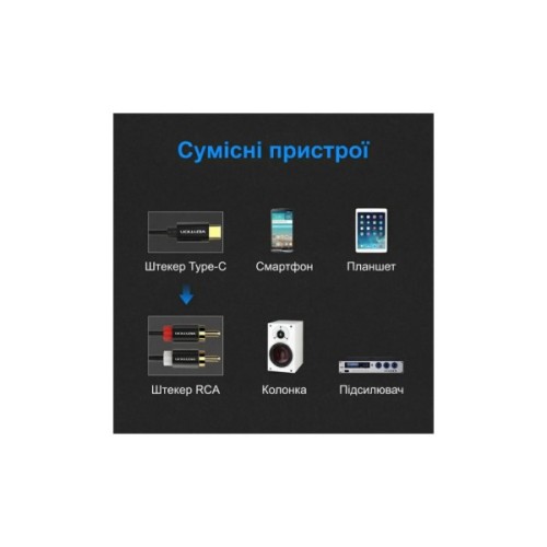 Кабель мультимедійний USB-C M to 2xRCA M 1.5m black Vention (BGDBG)