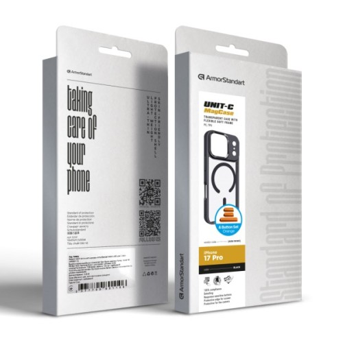 Чохол до мобільного телефона Armorstandart Unit-C MagCase Apple iPhone 17 Pro Black + Orange Button Set (ARM90585)