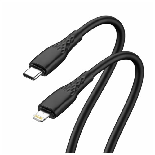 Дата кабель USB-C to Lightning 2.0m PD30W textured PVC black ColorWay (CW-CBPDCL095-BK)