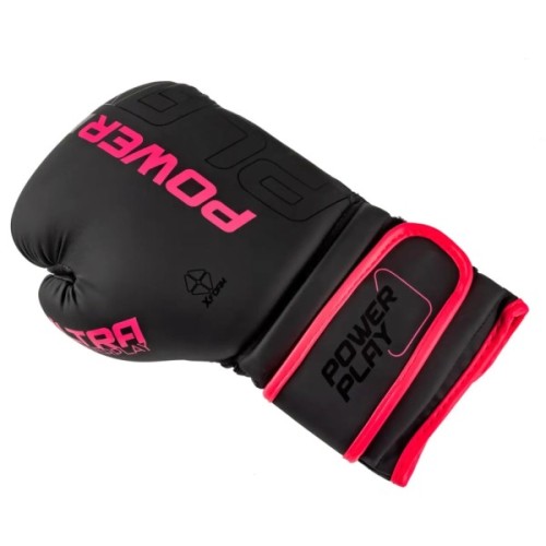 Боксерські рукавички PowerPlay 3024 Ultra Mat Чорно-Рожеві 8 унцій (PP_3024_8oz_Bl/Pink)