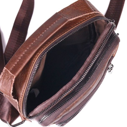 Сумка Vintage Чоловіча через плече з натуральної шкіри Світло-коричнева (21480)