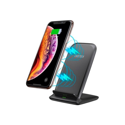 Зарядний пристрій Choetech 15W Fast Wireless Charging Stand 2coils black (T555-F-BK)