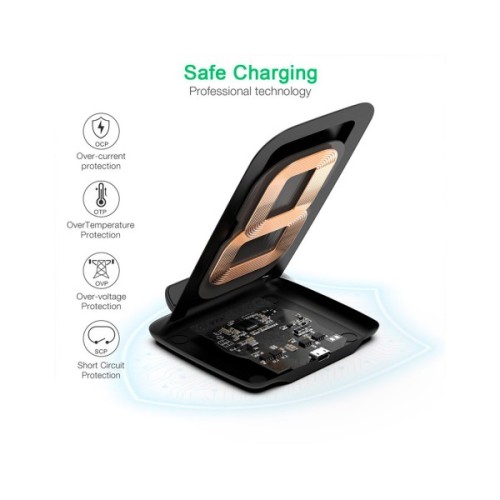 Зарядний пристрій Choetech 15W Fast Wireless Charging Stand 2coils black (T555-F-BK)