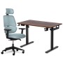 Комплект офісних меблів Mealux PowerDesk Lite Walnut+Leo Air Plus Grey Blue (EVO-201 Lite Walnut/B +Y-546 KBGL)