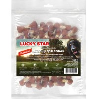 Ласощі для собак Lucky Star Гантельки з м'ясом качки на пресованій кістці з сиром'ятної шкіри 200 г (4820112457907)