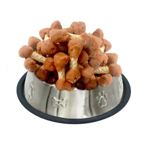 Ласощі для собак Lucky Star Гантельки з м'ясом качки на пресованій кістці з сиром'ятної шкіри 200 г (4820112457907)