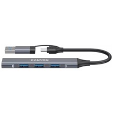 Концентратор Canyon USB-C/A 4-in-1 1xUSB 3.0 + 3xUSB 2.0 gray (CNS-TDS02G)
