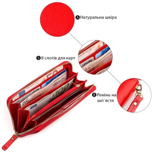 Гаманець Boston З натуральної шкіри Червоний (18464)