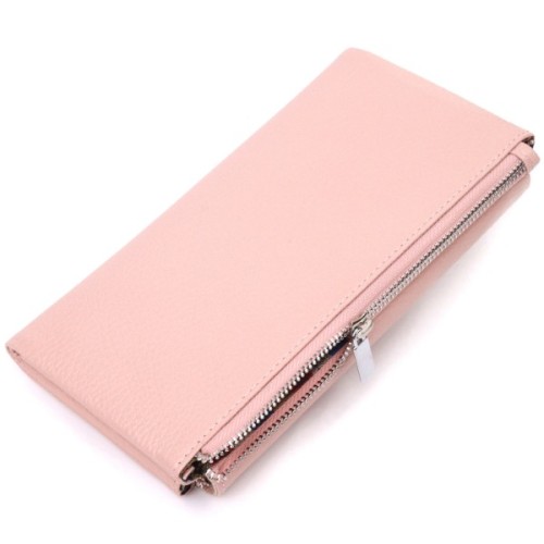 Гаманець Karya З натуральної шкіри Рожевий (21358)