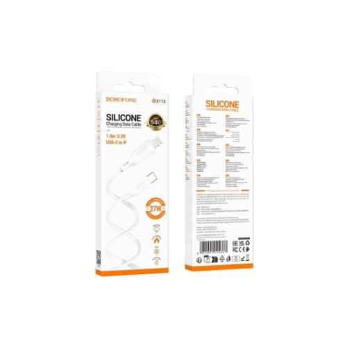 Дата кабель USB-C to Lightning 1.0m silicone BX113 Lenny white BOROFONE (6941991115387)