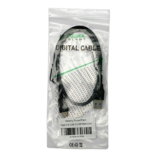 Дата кабель USB 3.0 AM to USB-C 0.5m PowerPlant (KD00AS1253)