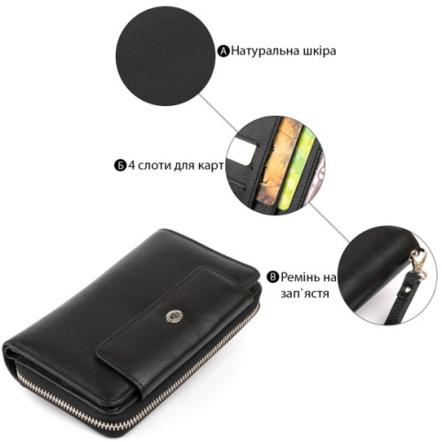 Гаманець ST Leather Зі шкіри Чорний (19339)