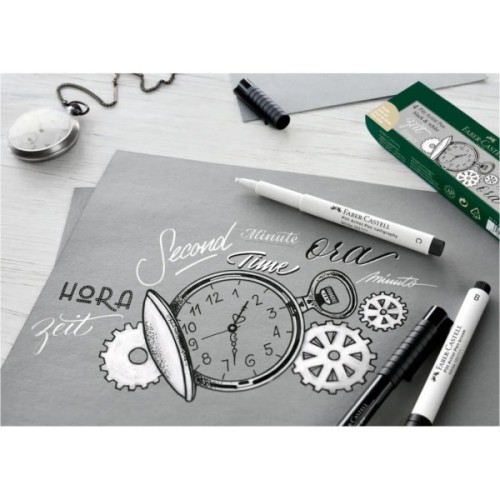 Лайнер Faber-Castell набір капілярних ручок PITT Artist Pen black & white чорний/білий 4 шт різних діаметрів (28939)