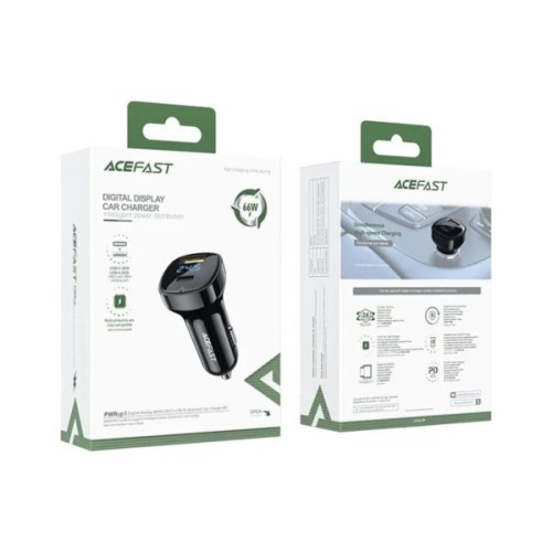Зарядний пристрій Acefast 2xUSB 66W (USB-C + USB-A) B4 with digital display (6974316280392)