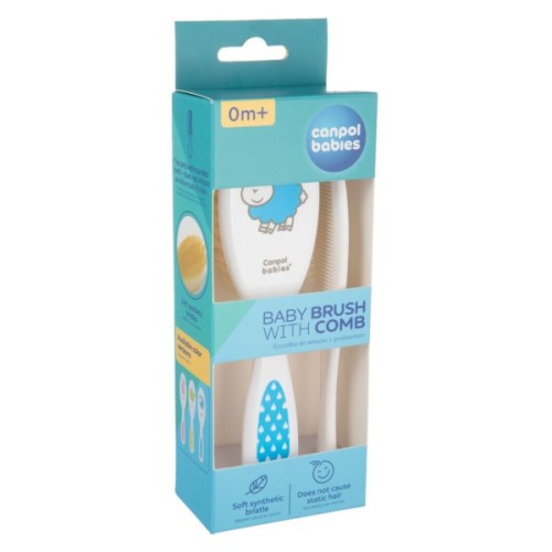 Набір для догляду за дитиною Canpol babies Newborn Baby Щітка та гребінець для волосся блакитний (2/417)
