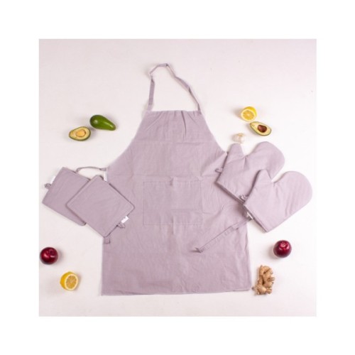 Фартух MirSon Набір 16-5703 Light Gray бязь дві прихватки + дві рукавички-прихватки + фартух (2200006752592)